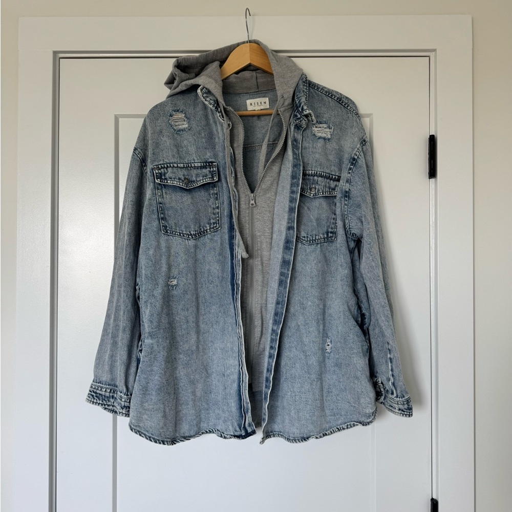 Risen Women's Distressed Denim Jacket - Gray